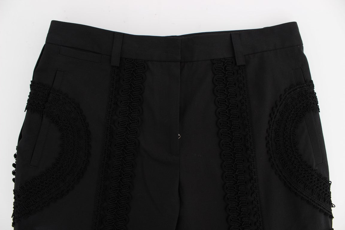 Black lace skirt with embroidery detailing
