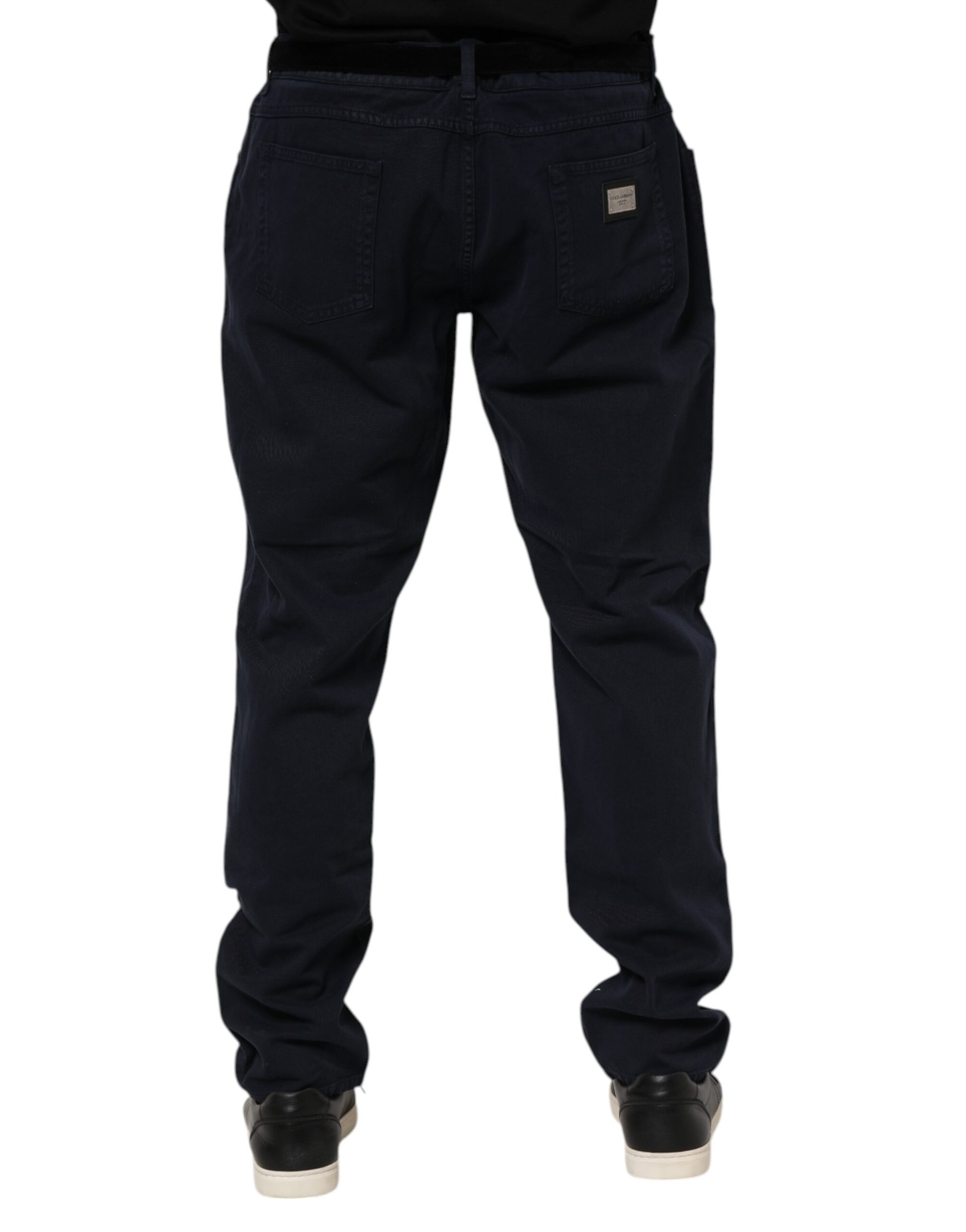 Pair of dark blue jeans with cargo pockets