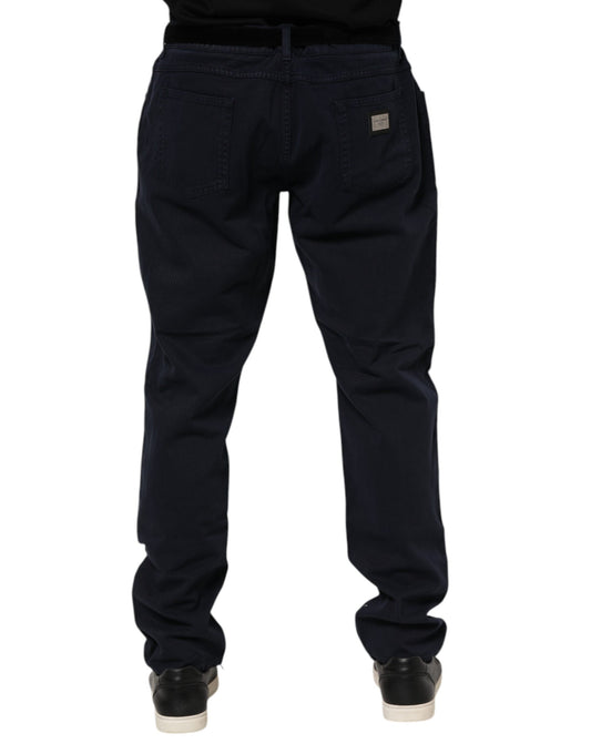 Pair of dark blue jeans with cargo pockets