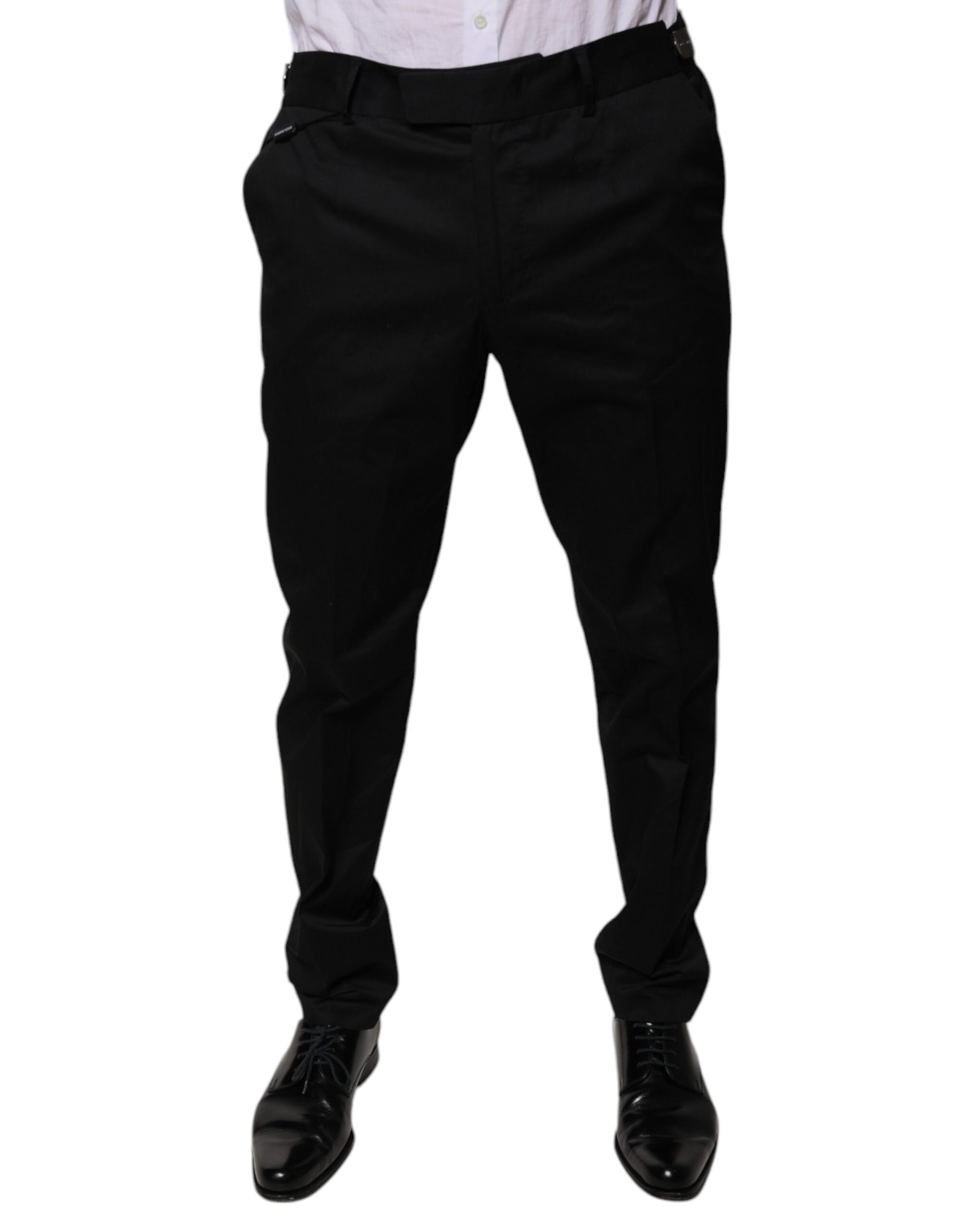 Men's black dress pants from Dolce & Gabbana, made of cotton. Featuring a tapered fit and a formal design