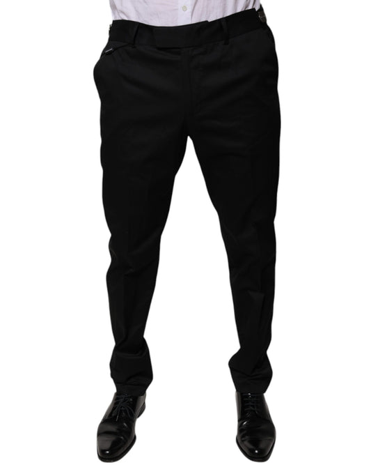 Men's black dress pants from Dolce & Gabbana, made of cotton. Featuring a tapered fit and a formal design