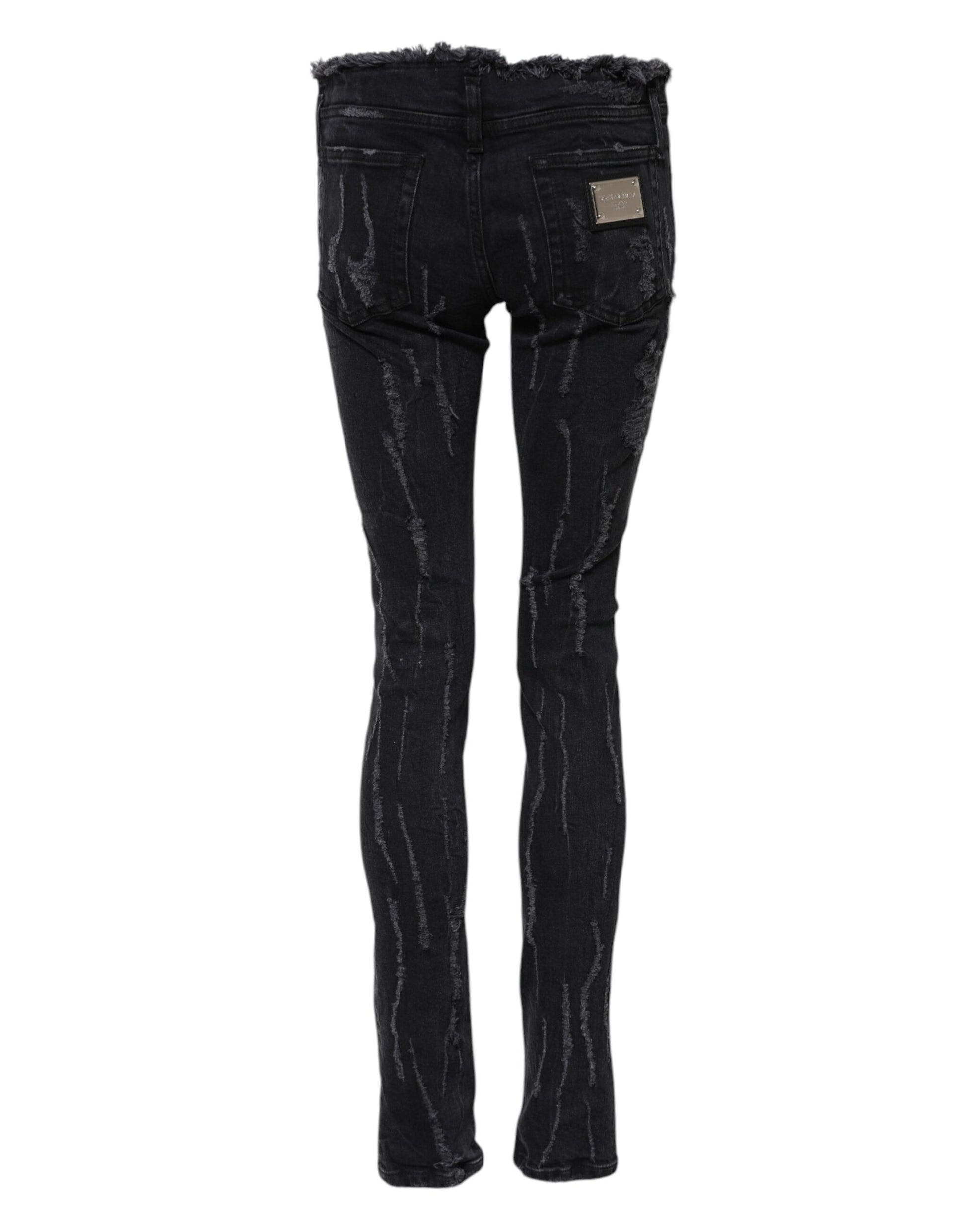 Pair of black jeans with sequin detailing on legs