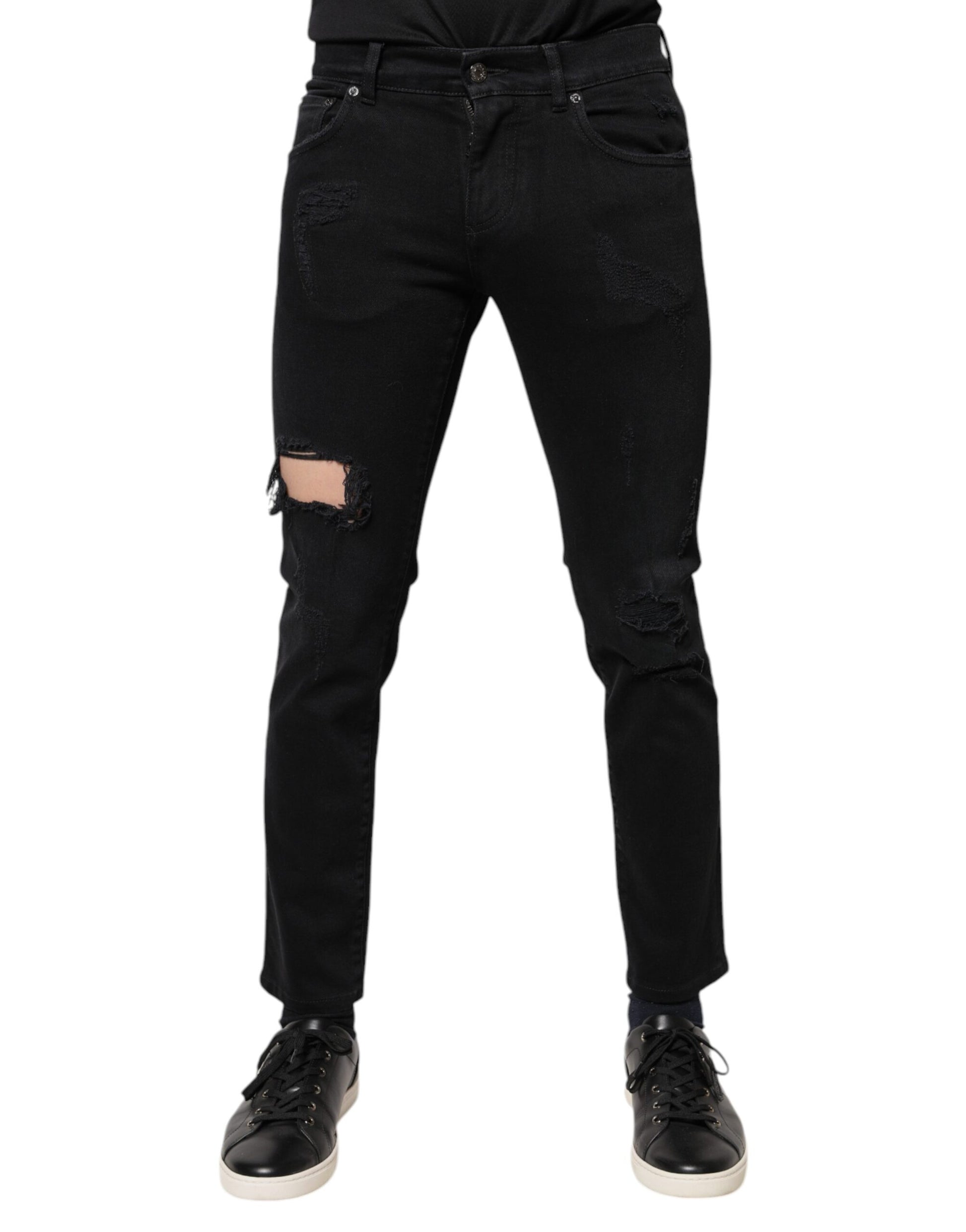 Pair of black ripped jeans