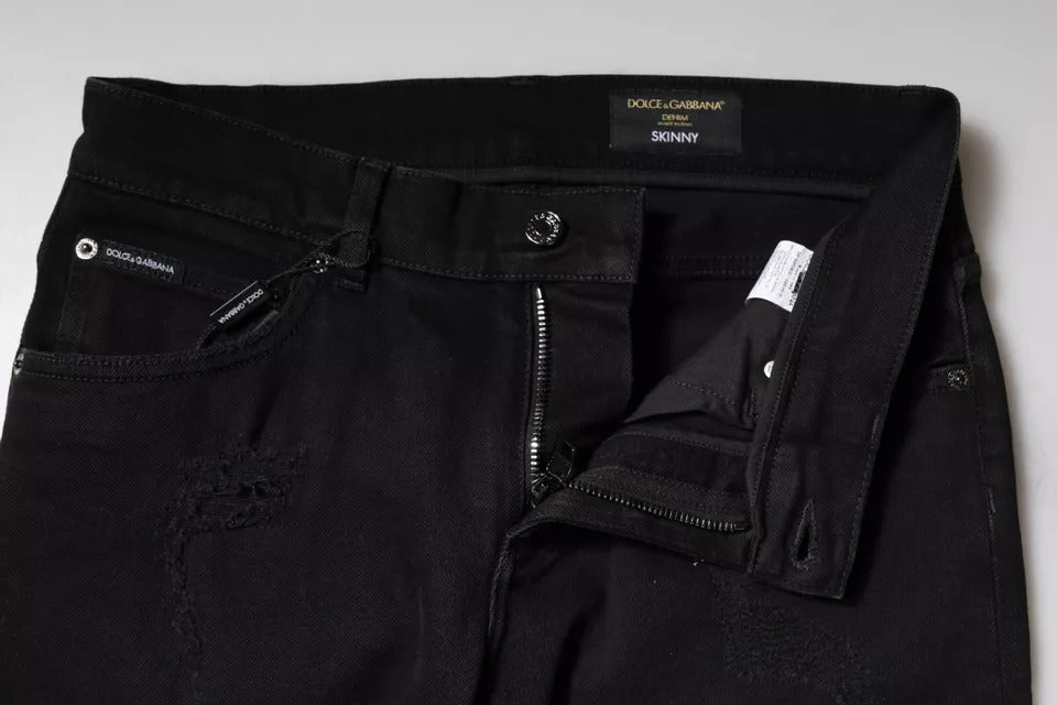Pair of black jeans with zipper on front