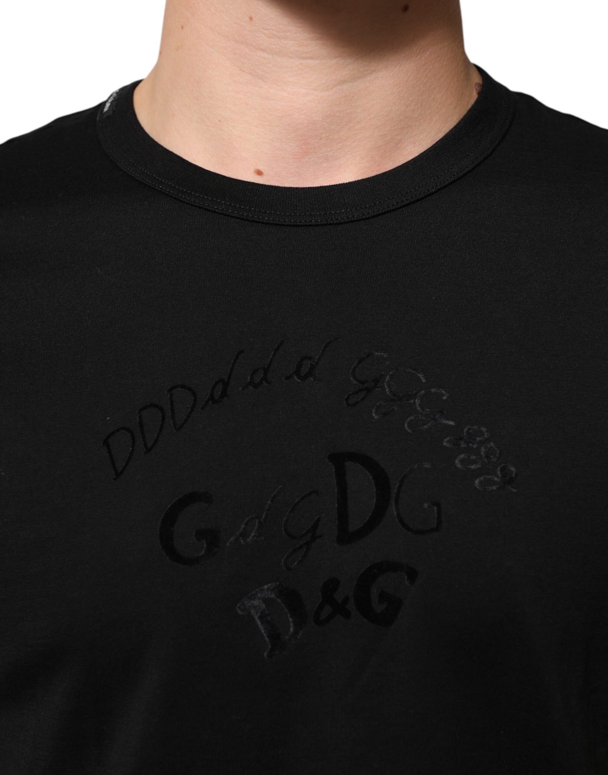 Black t-shirt with printed letters