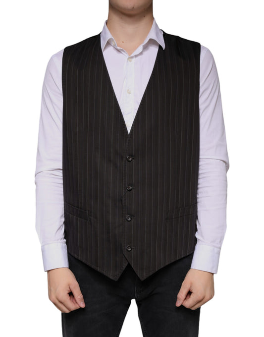 A black cotton vest with a checkered pattern, part of a formal dress suit