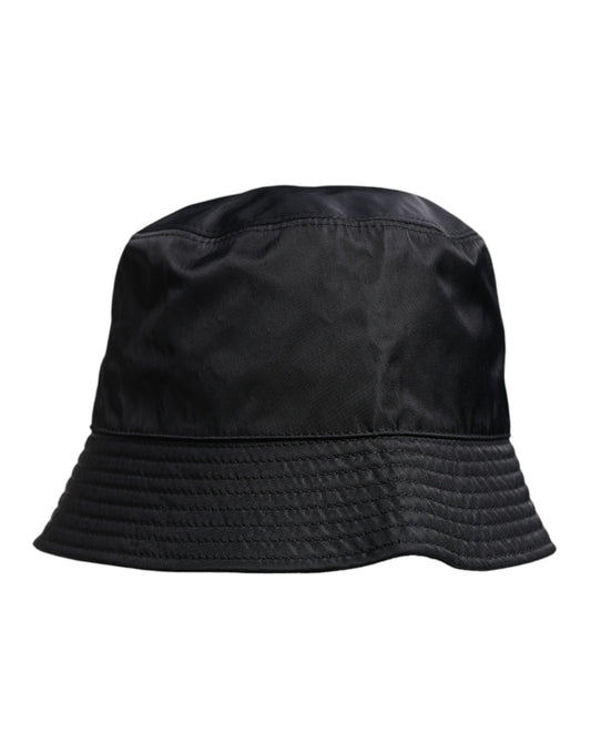 Black bucket hat with adjustable strap