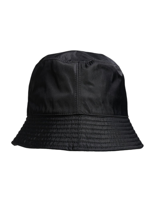 Black bucket hat with adjustable strap