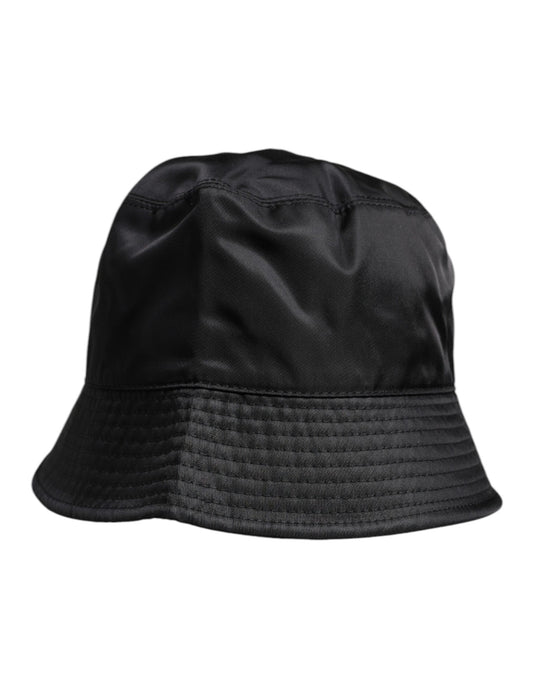 Black bucket hat with adjustable strap