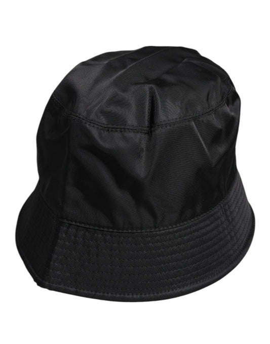 Black bucket hat with adjustable strap