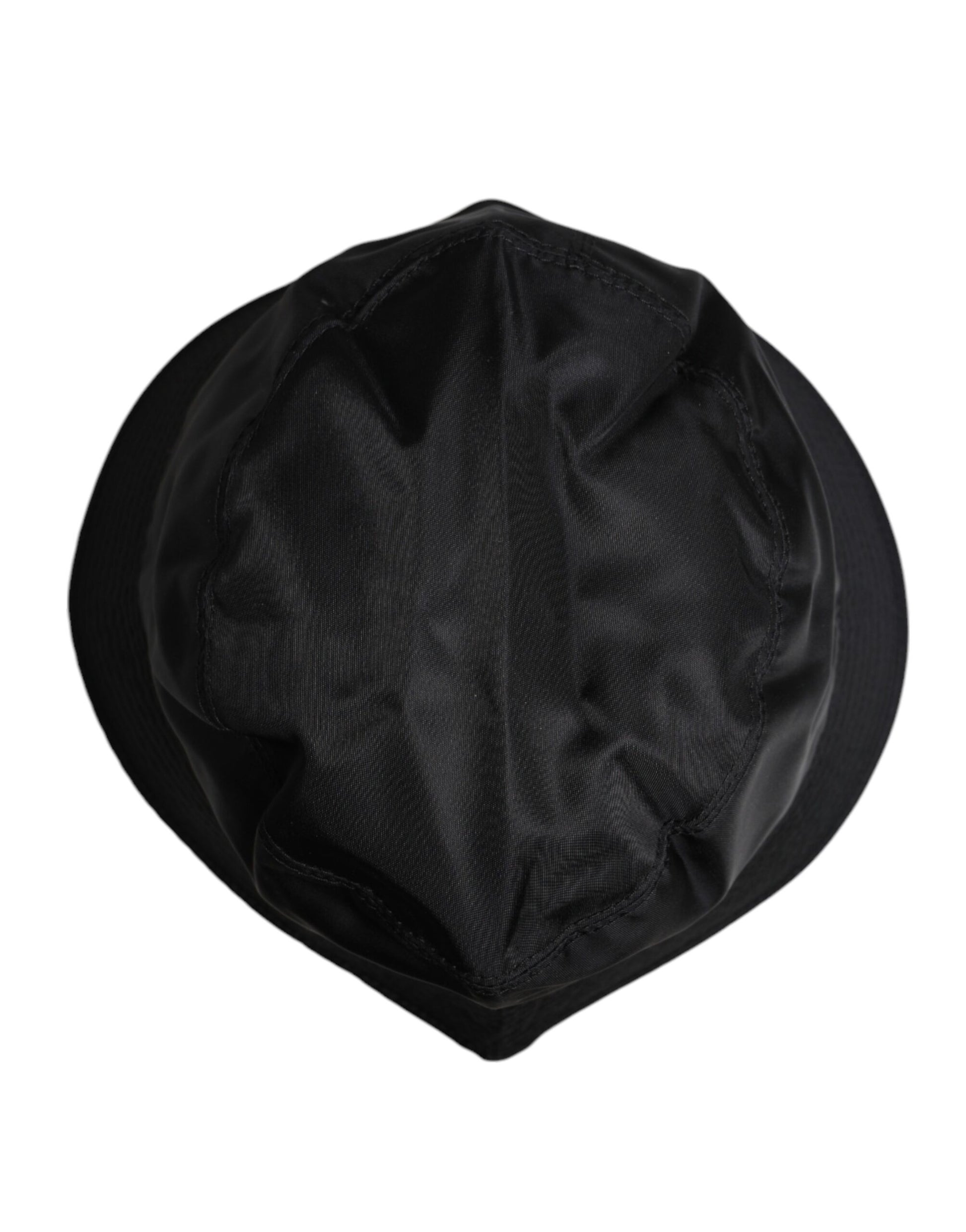 Black hat with a patterned design on the front