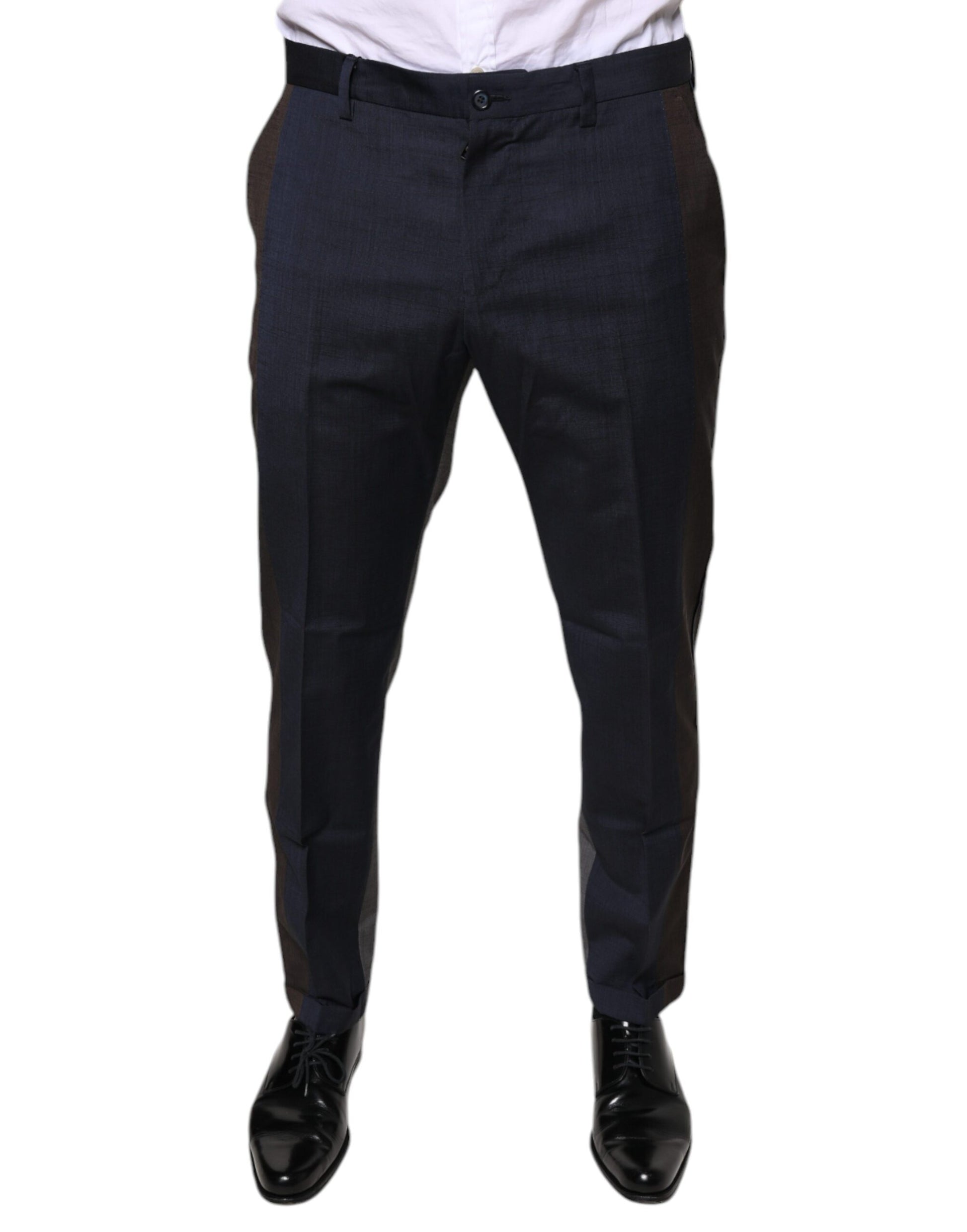 A pair of black wool formal dress pants from the brand Dolce & Gabbana
