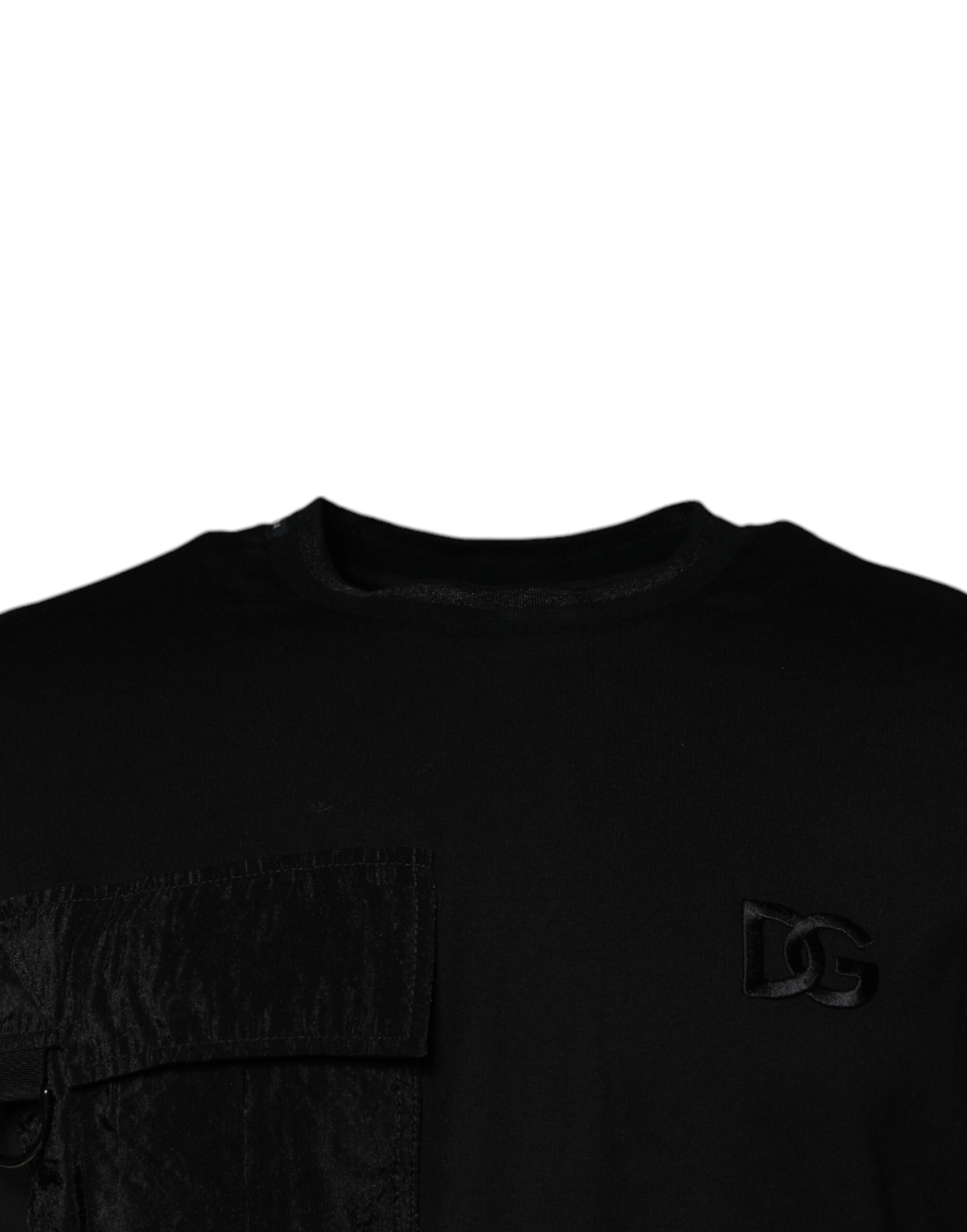 Black long sleeve shirt with a pocket on the left chest area
