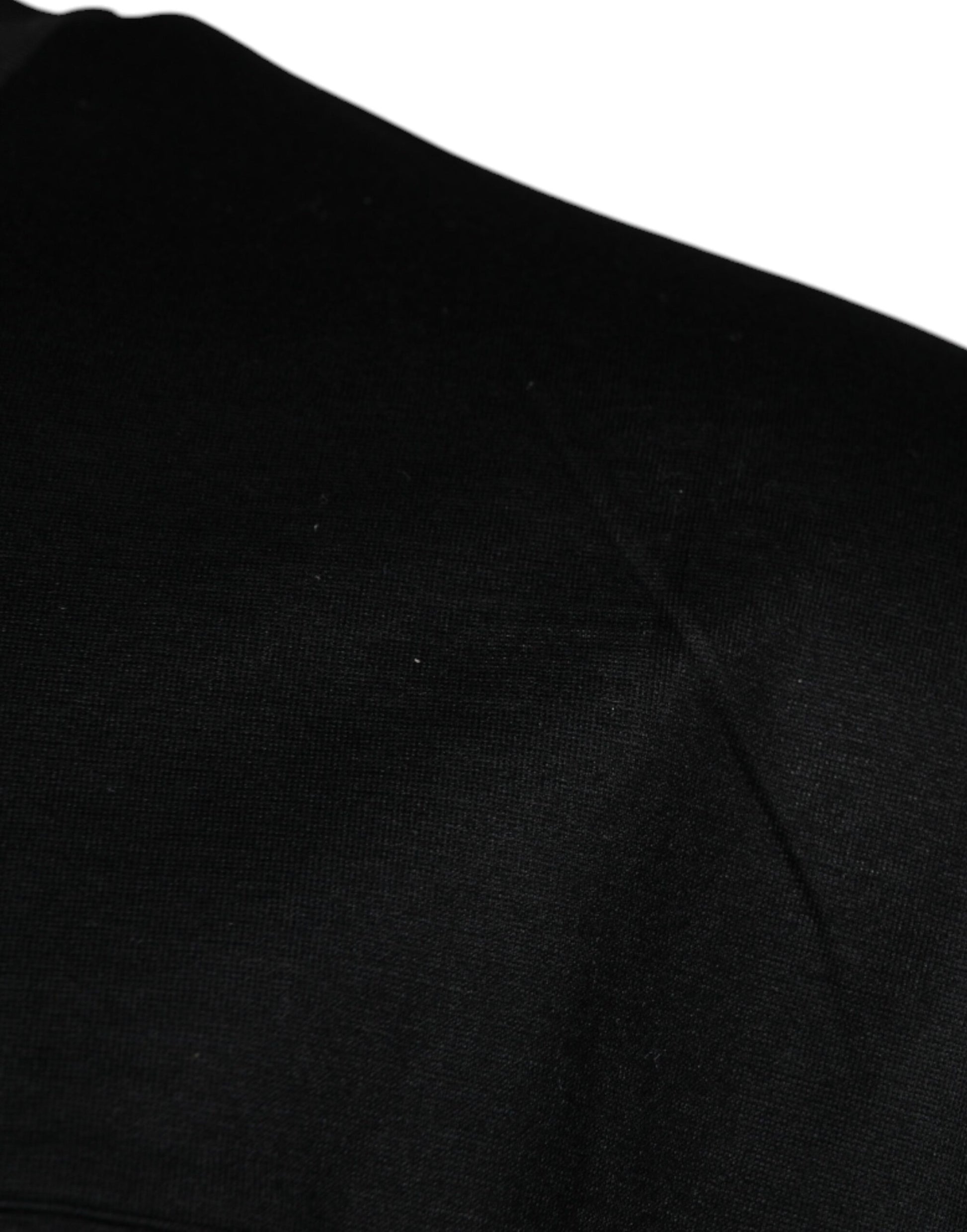 Black fabric item on display