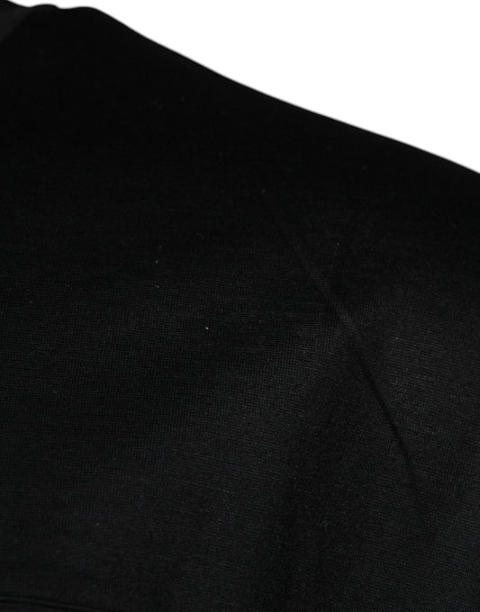 Black fabric item on display