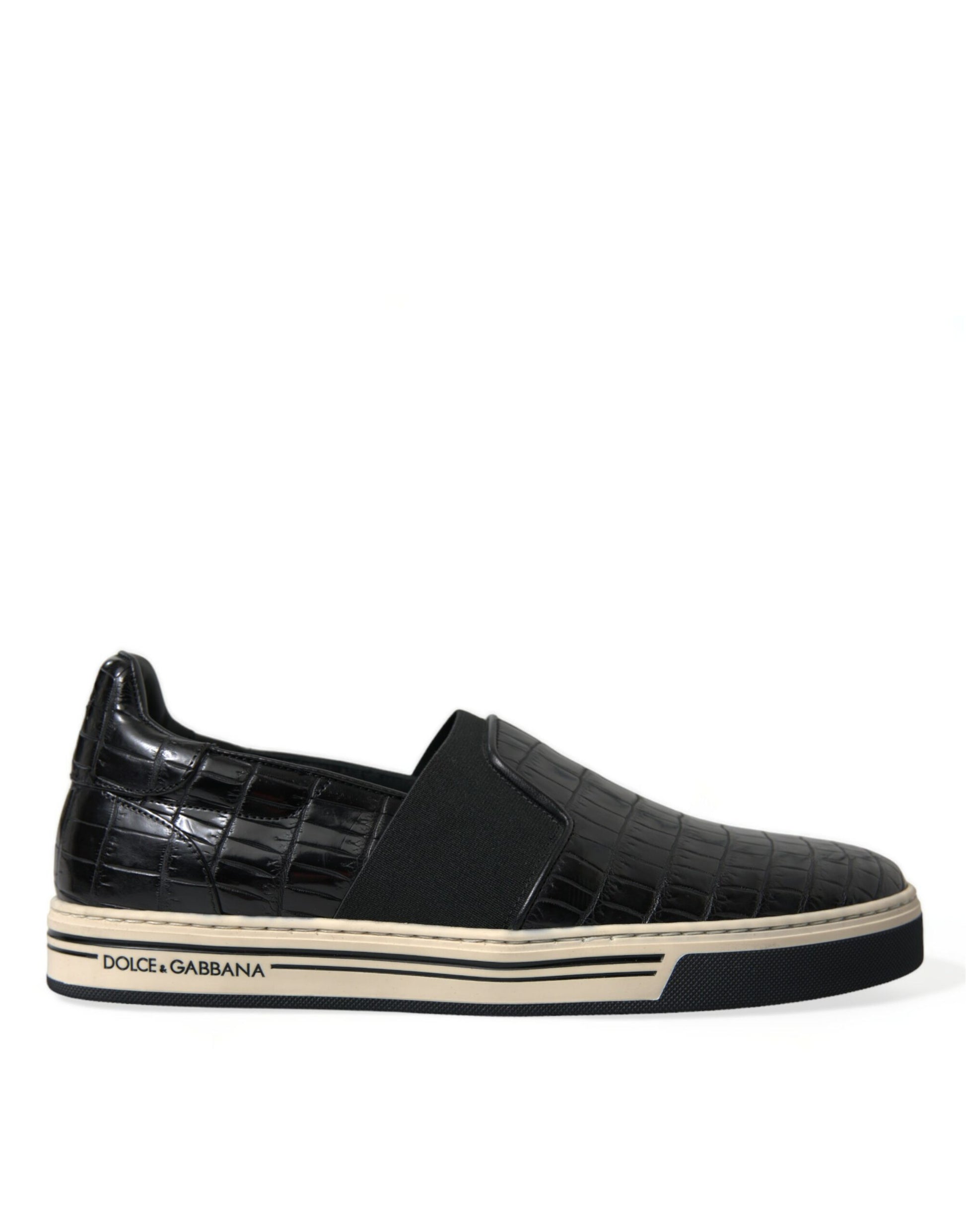 Black sneaker with white sole and toe cap