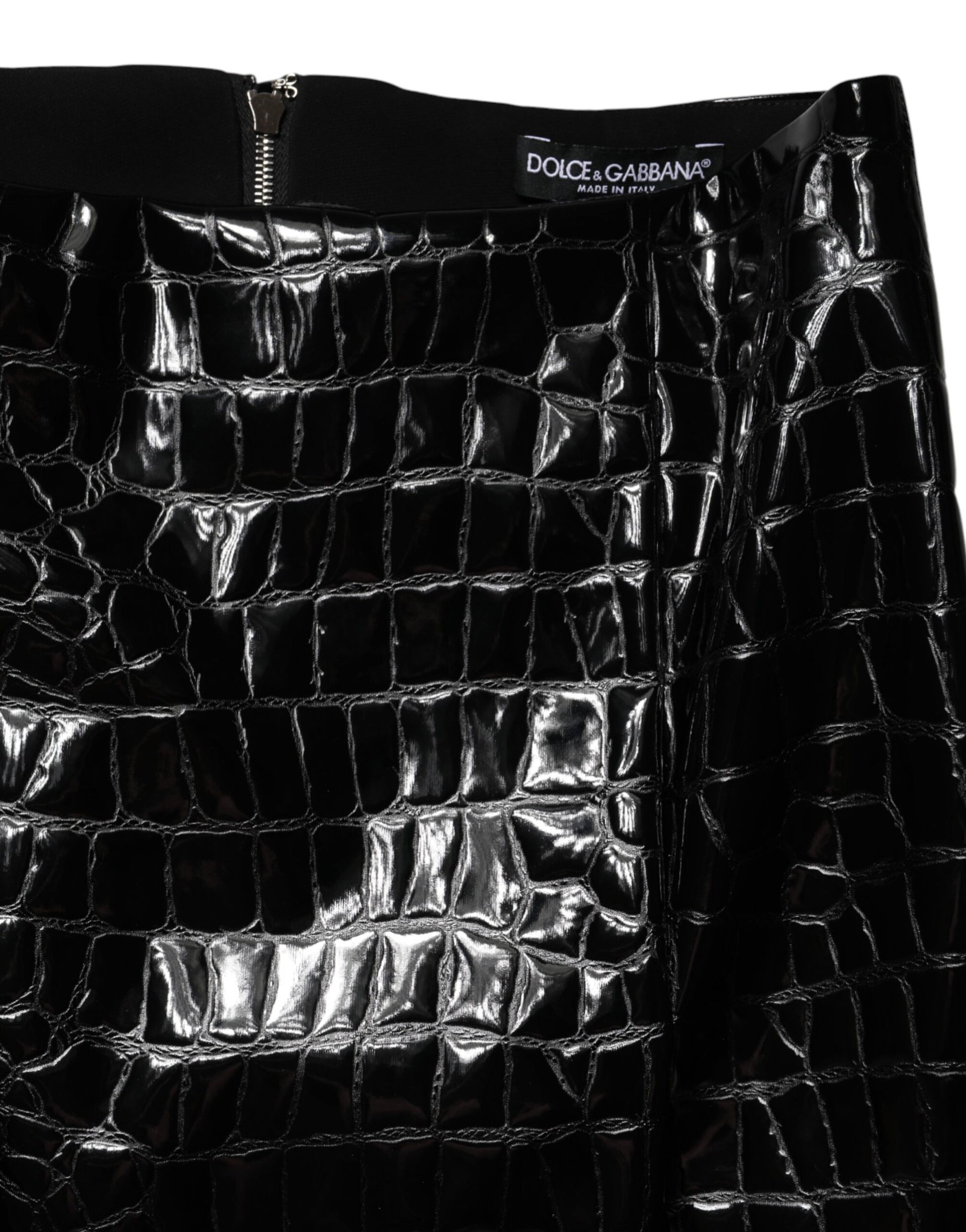 Black leather shorts with zipper closure