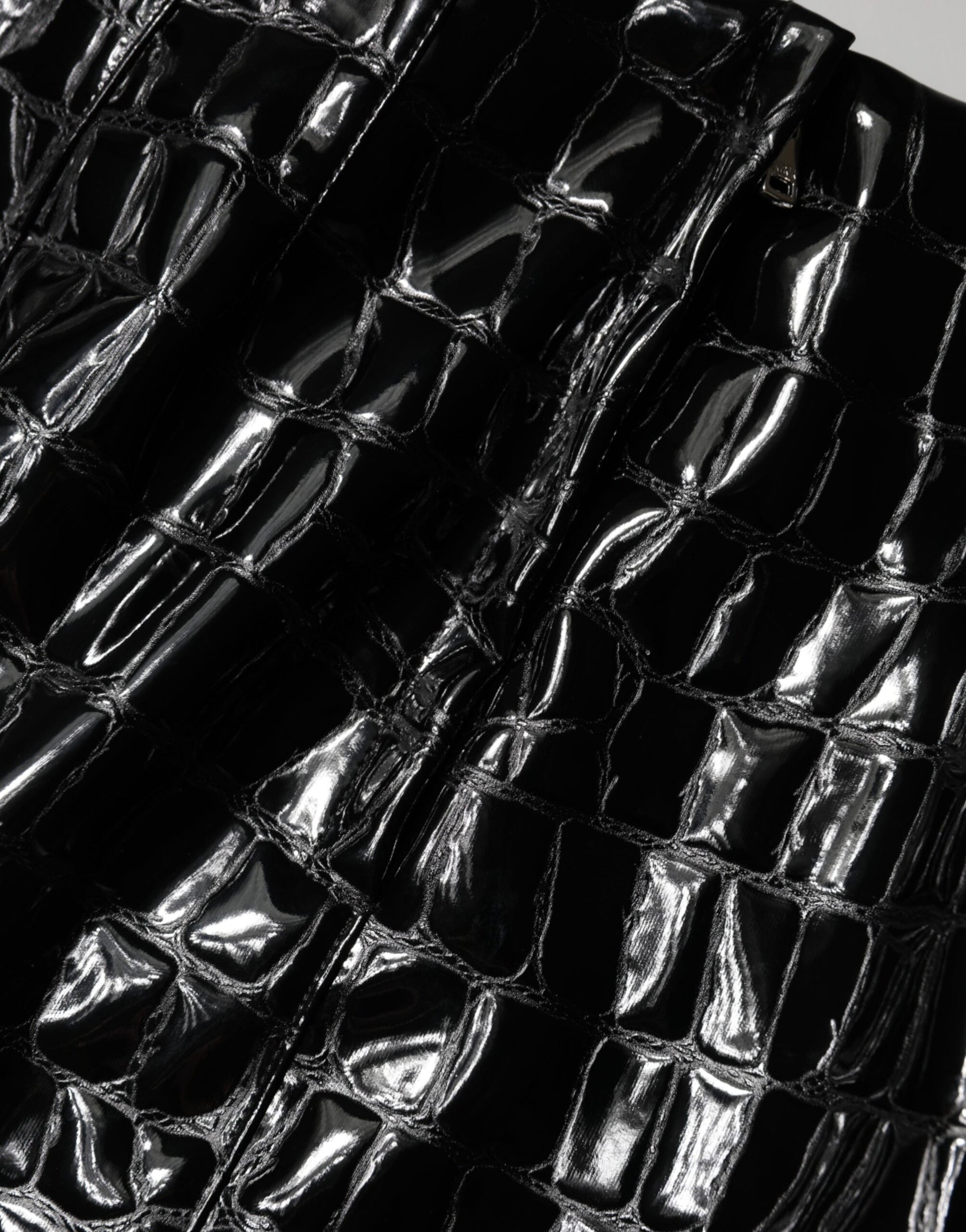 Shiny black leather material