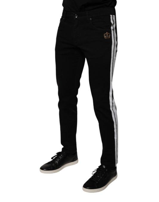 Black pants with white stripes on sides