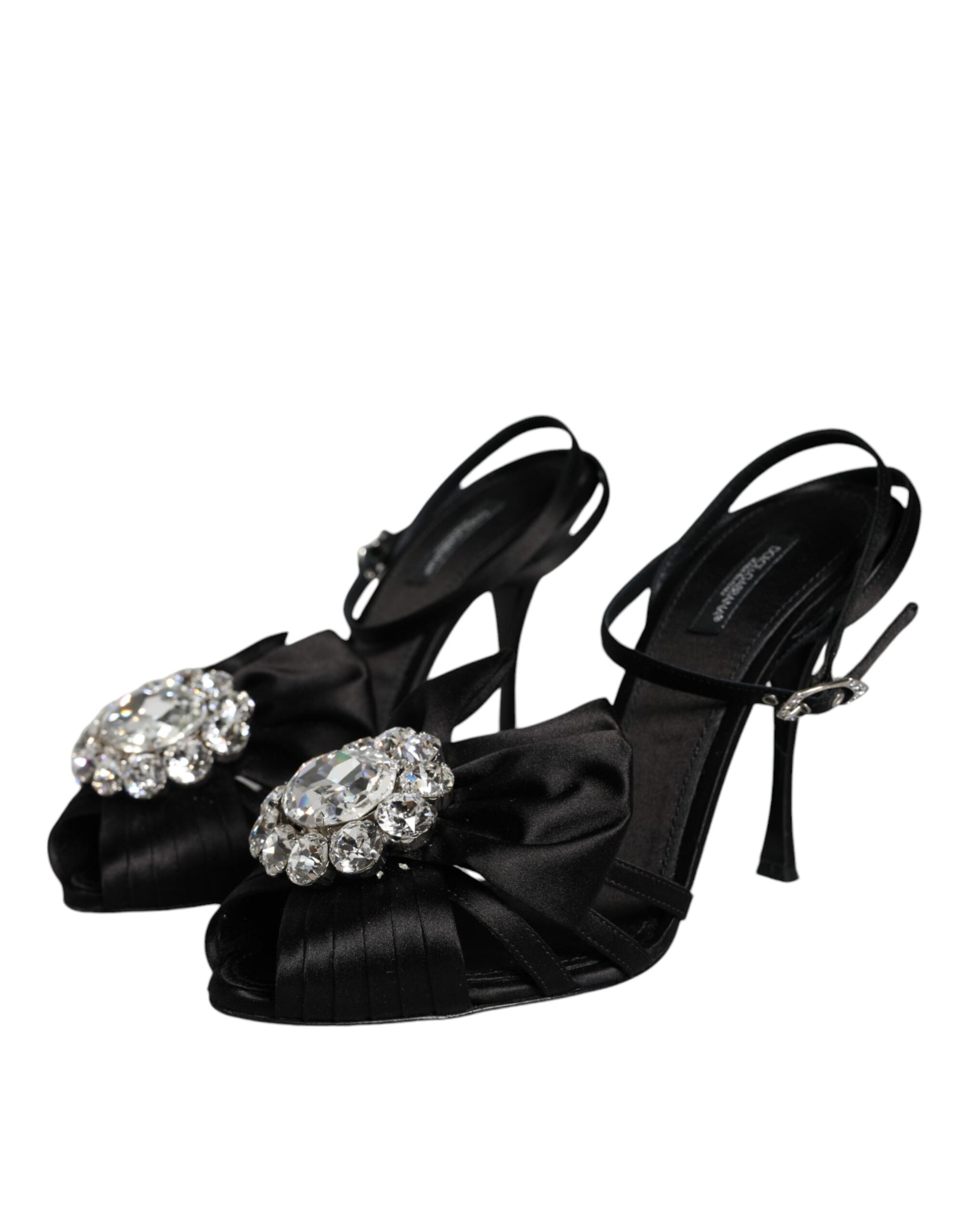 Black high heel shoes with rhinestones on straps