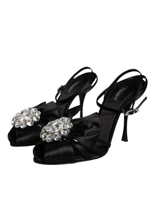 Black high heel shoes with rhinestones on straps