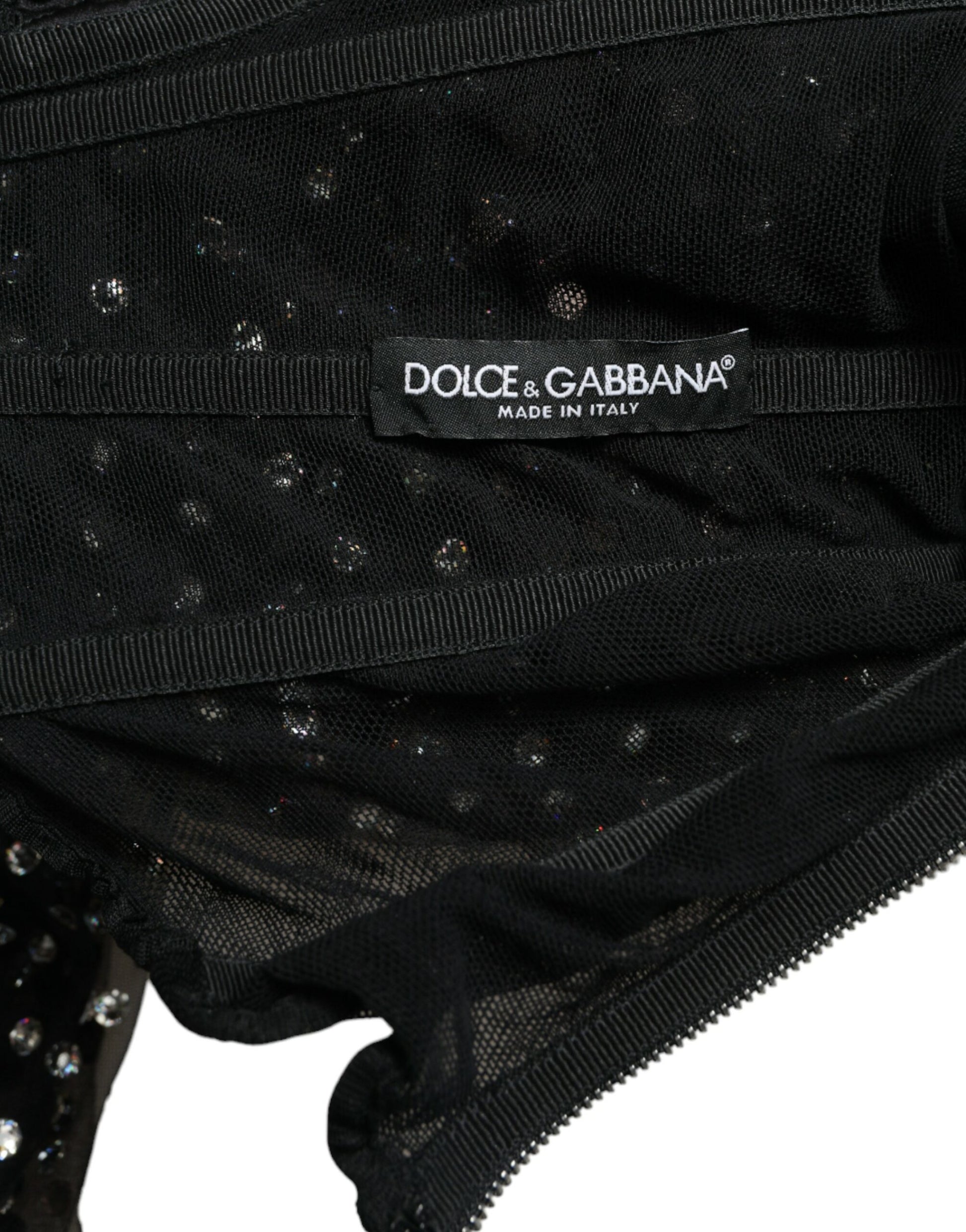 Black crystal embellished a-line gown dress by Dolce & Gabbana