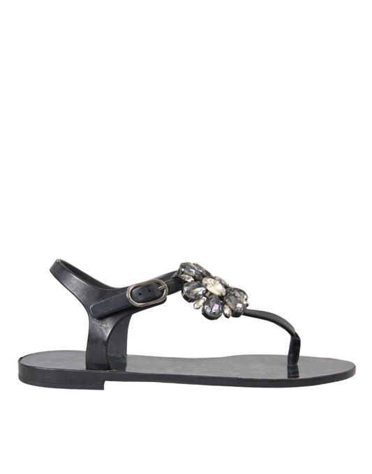 Black high heel sandal with embellishments on top