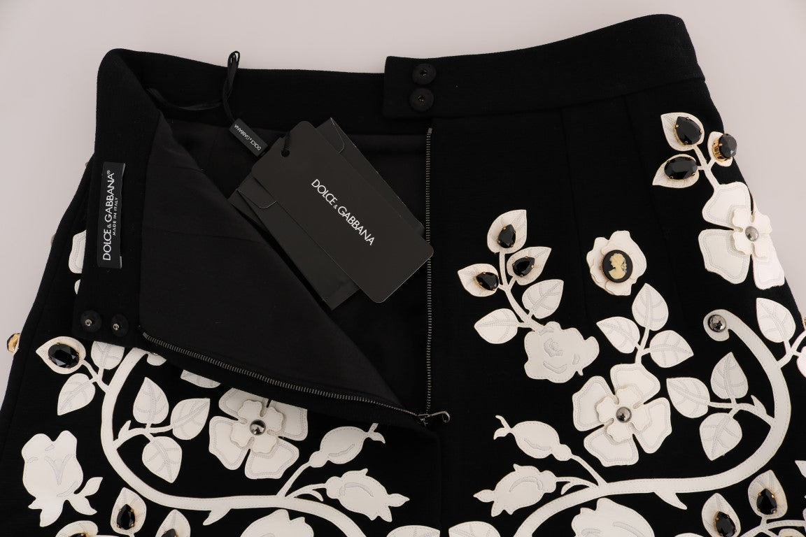 Black skirt with white floral pattern