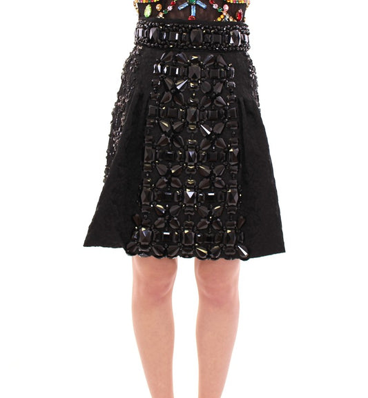 Black sequined skirt with ruffled hem