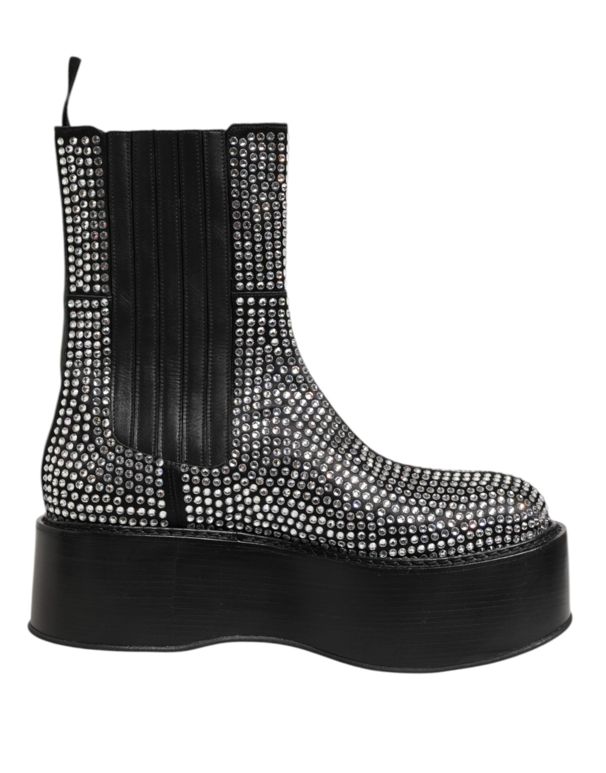 Black boot with silver studs on side