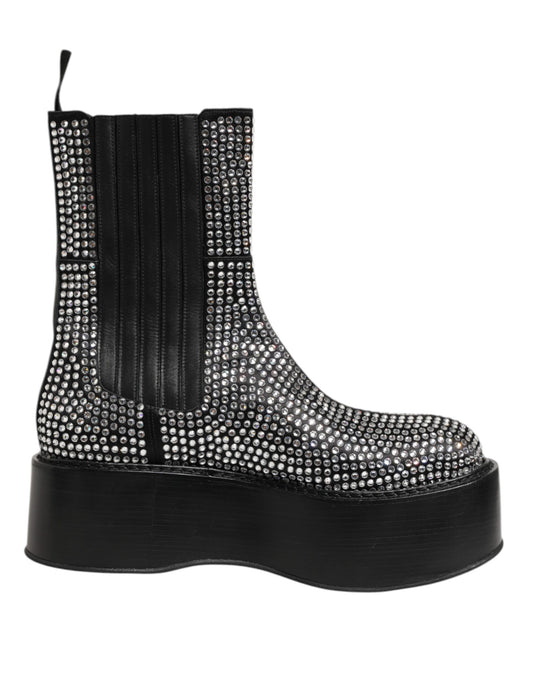Black boot with silver studs on side