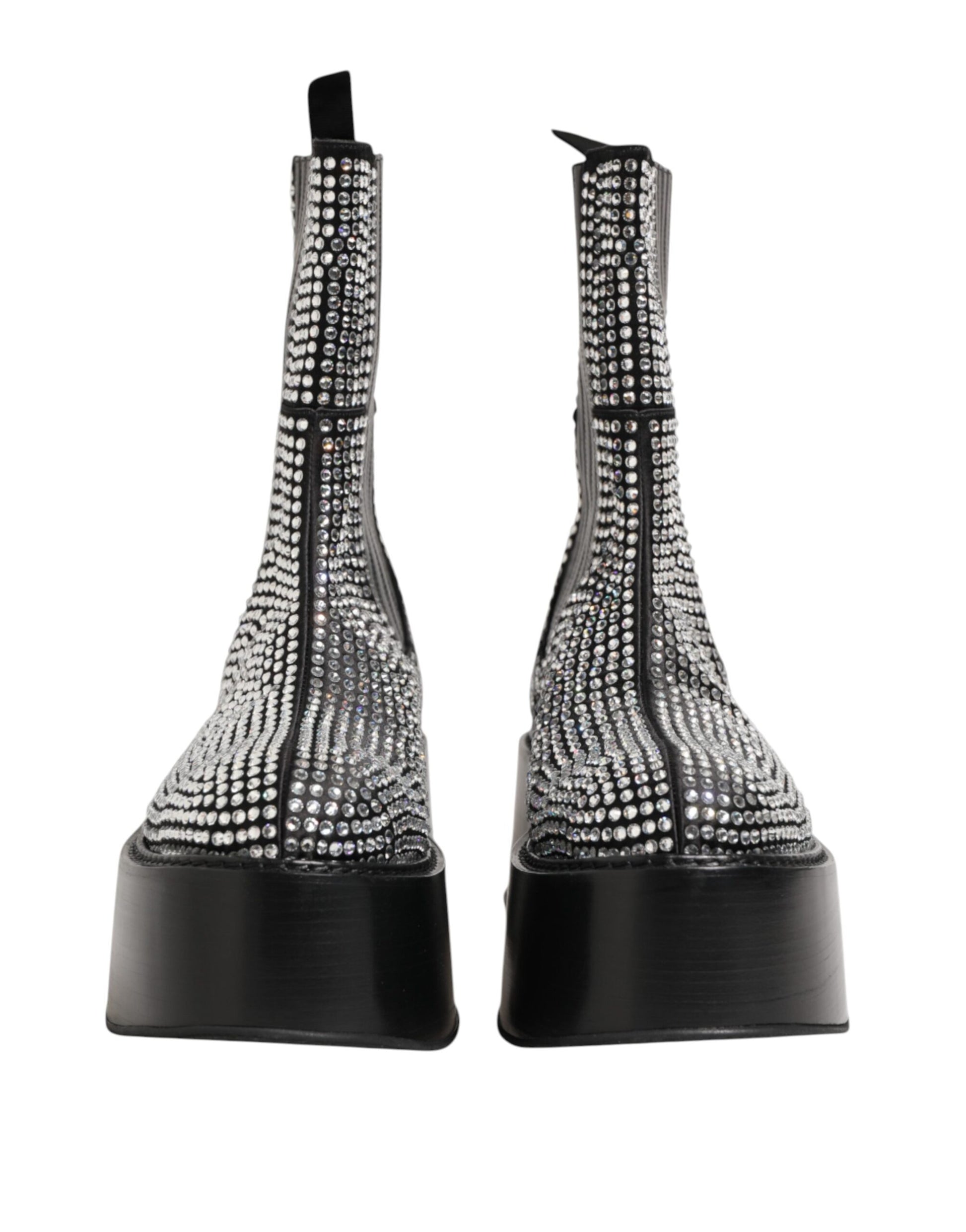High heel boots with glittery pattern
