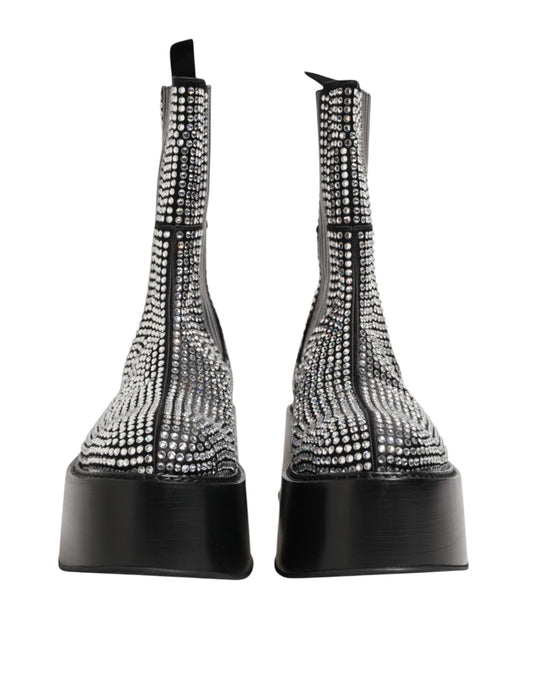 High heel boots with glittery pattern