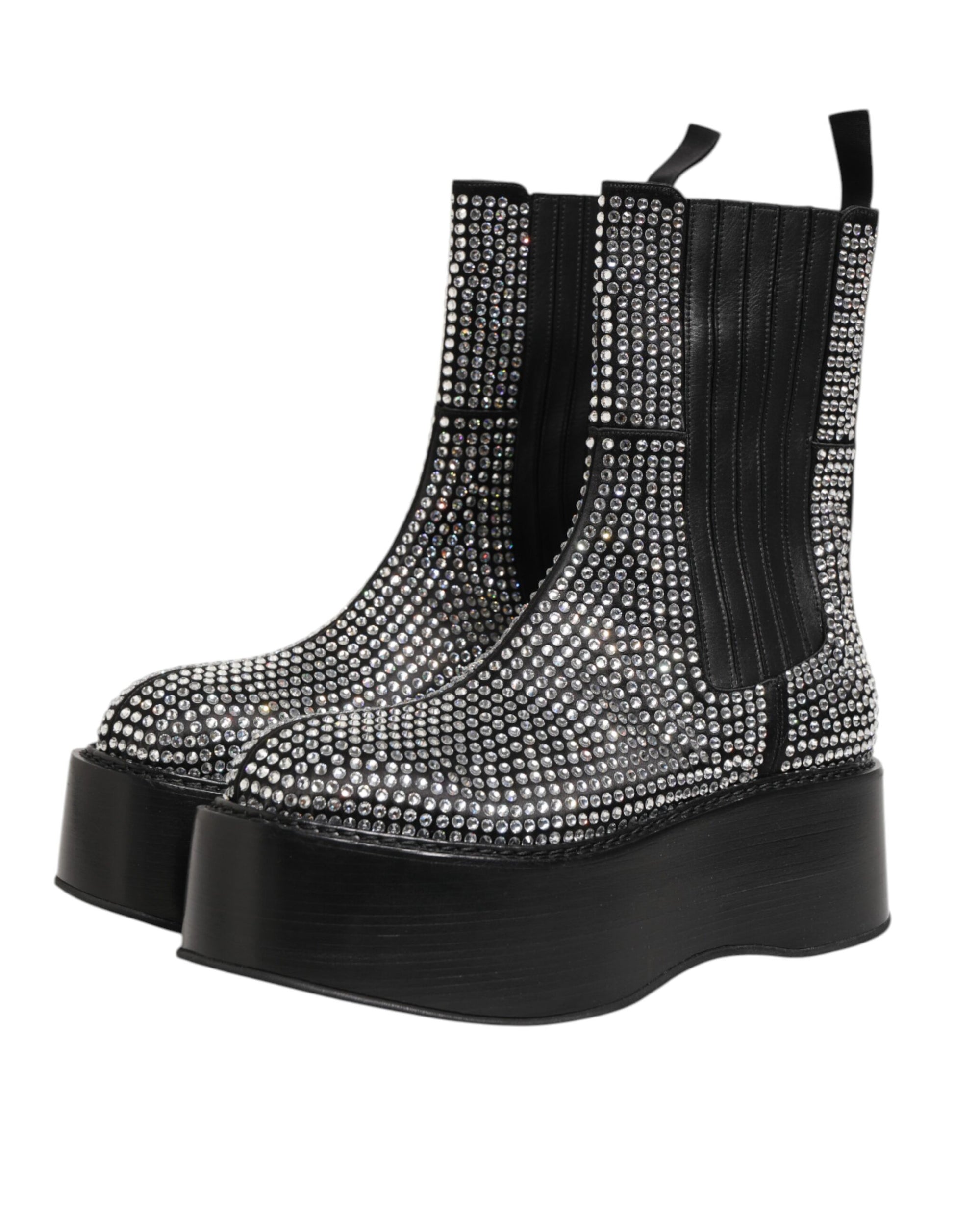 Black boot with silver studs on side