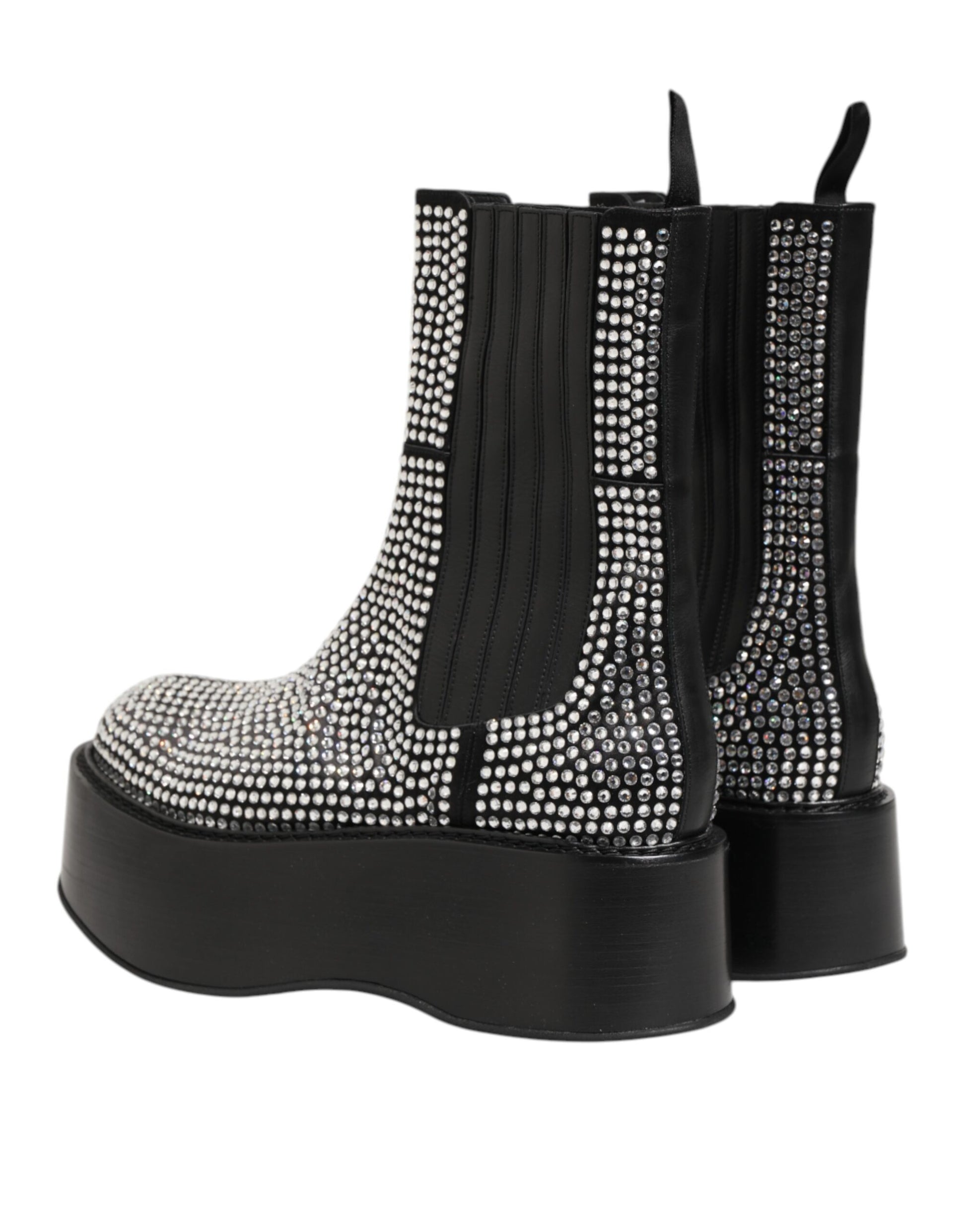 Black boots with silver studs on sides