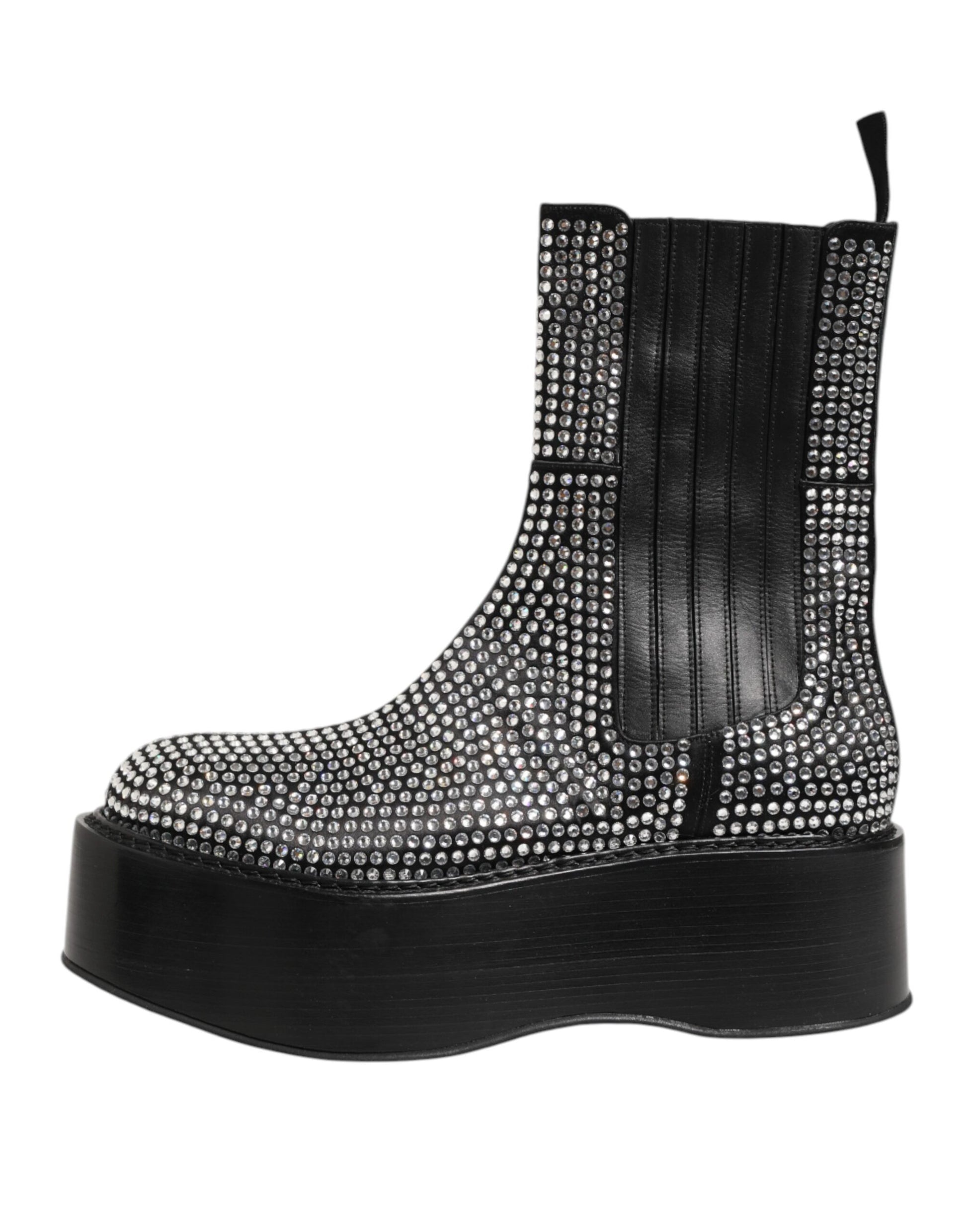 Black boot with silver studs on heel and toe