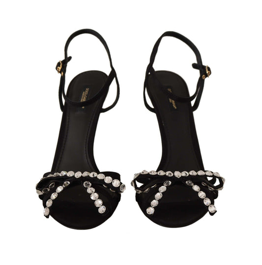Black high heel shoes with rhinestones on straps