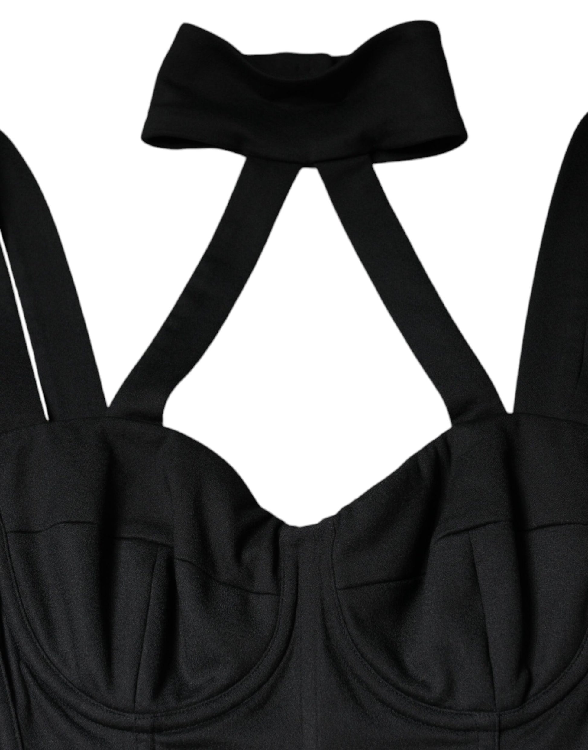 A black cut out sleeveless bodycon mini dress by Dolce & Gabbana