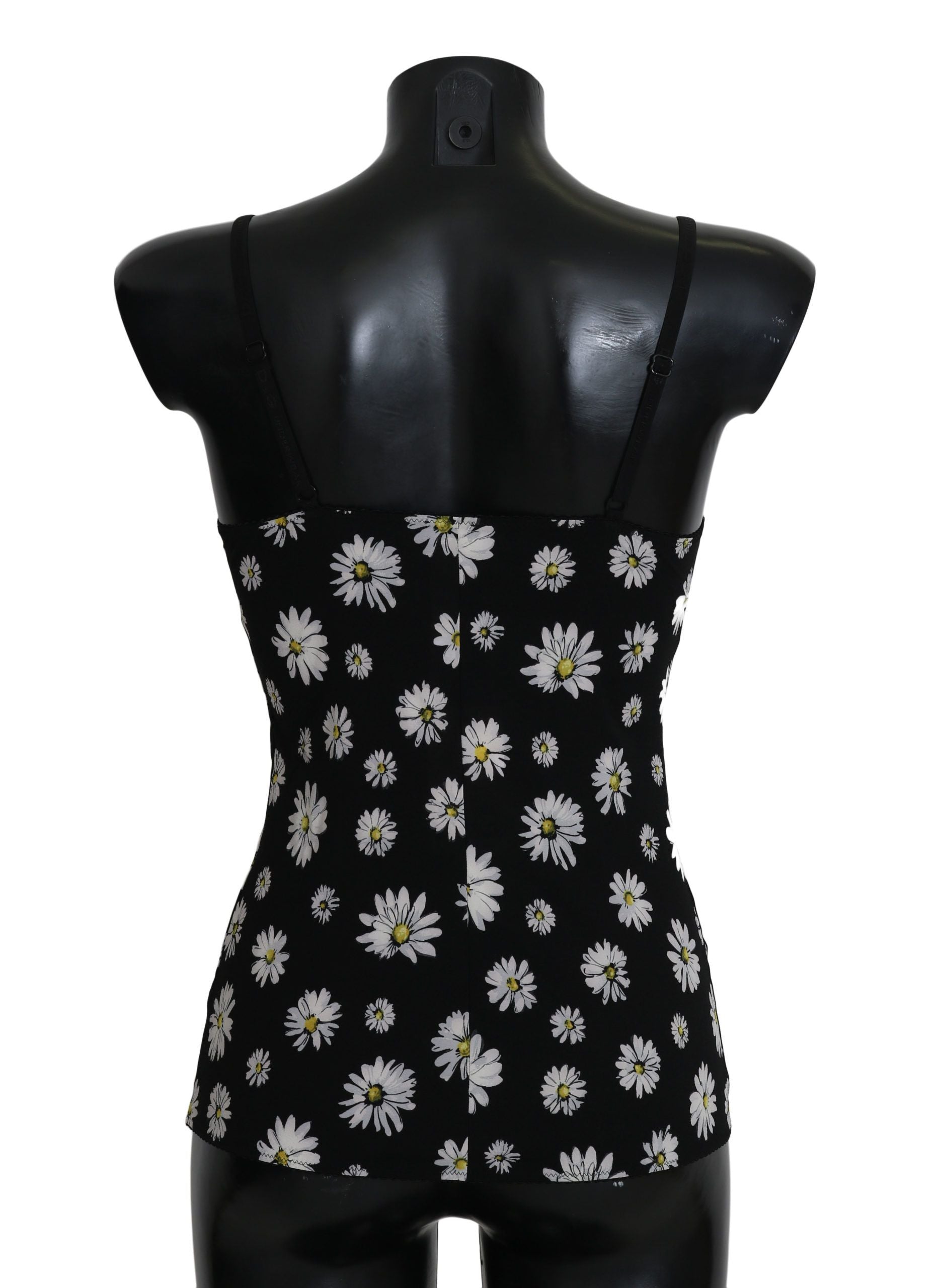 A black dress with daisy print, part of a lingerie collection by Dolce & Gabbana