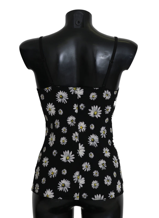 A black dress with daisy print, part of a lingerie collection by Dolce & Gabbana