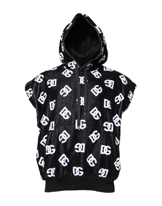 Black hoodie with white lettering