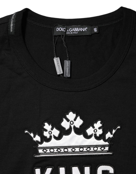 Black t-shirt with white crown graphic on front