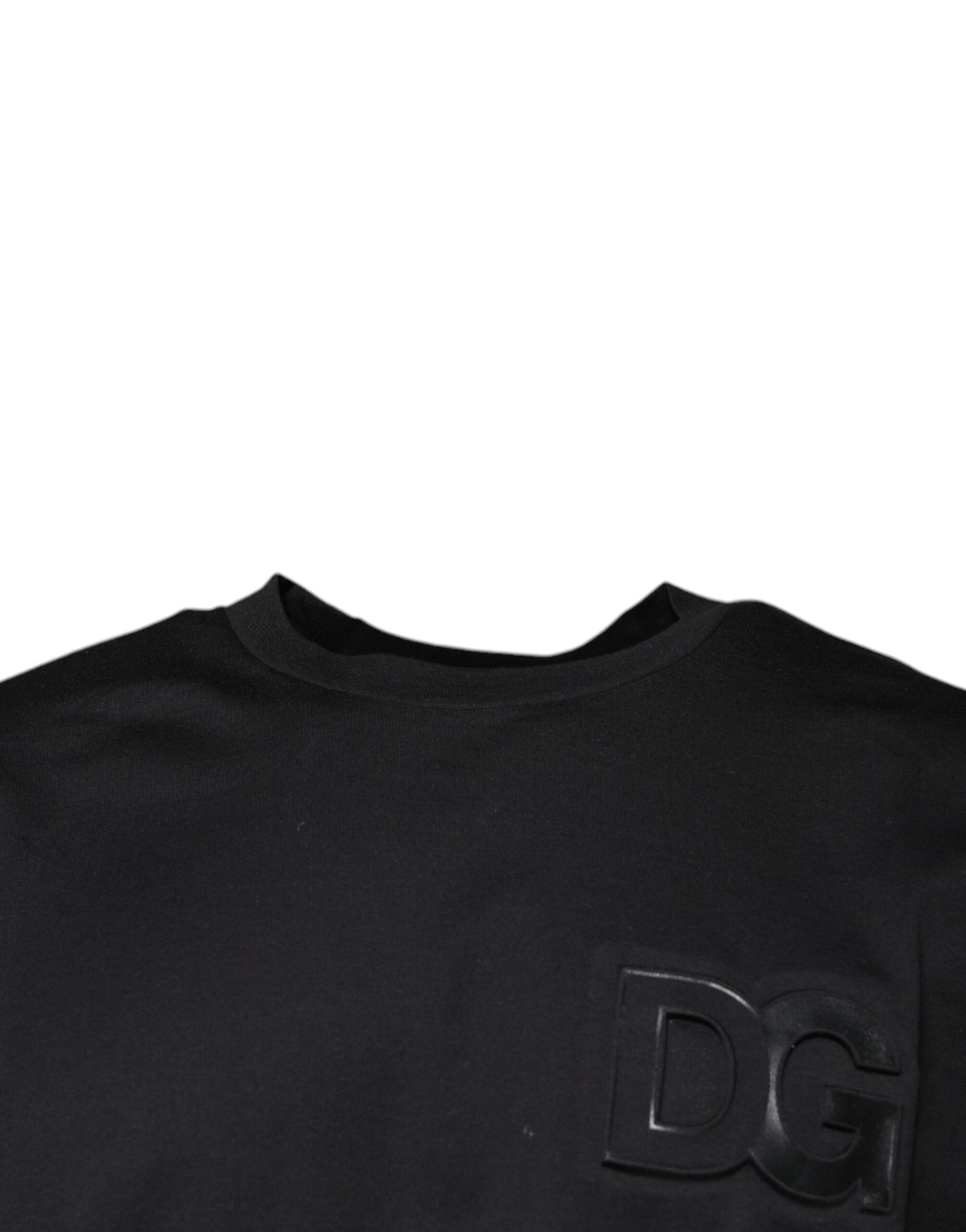 Black sweater with embossed logo on front
