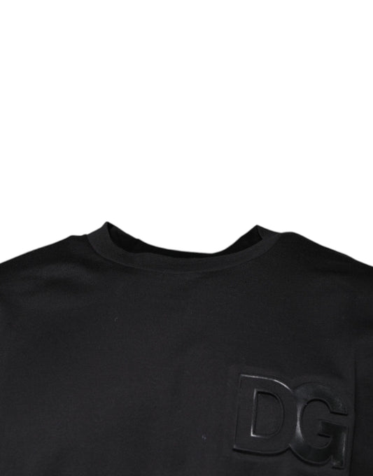 Black sweater with embossed logo on front