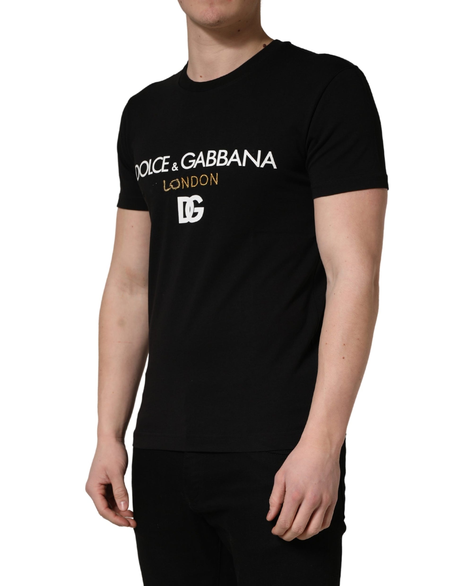Black t-shirt with white lettering