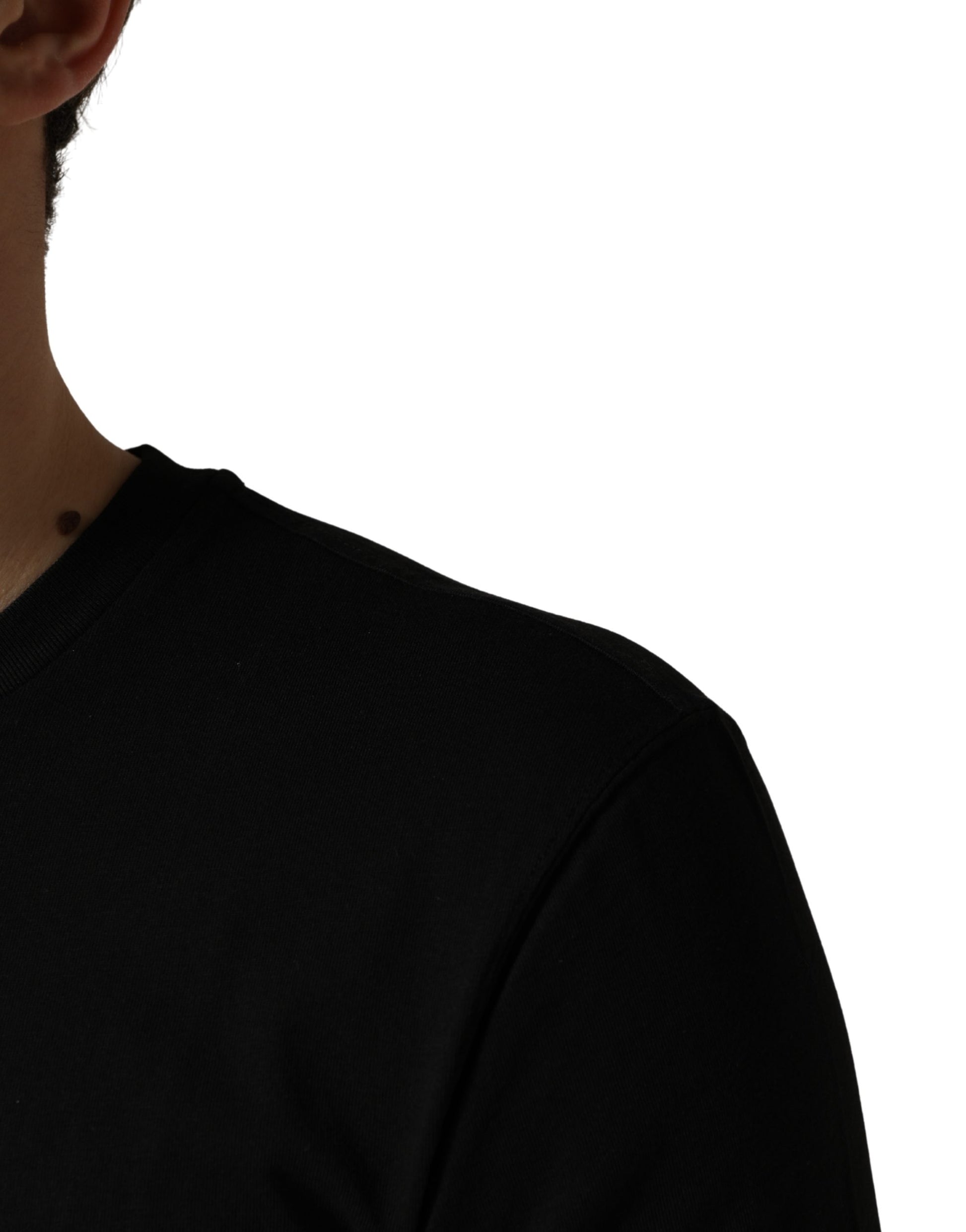 Black t-shirt on a person