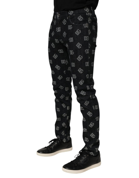 Man wearing black shoes and pants with white pattern