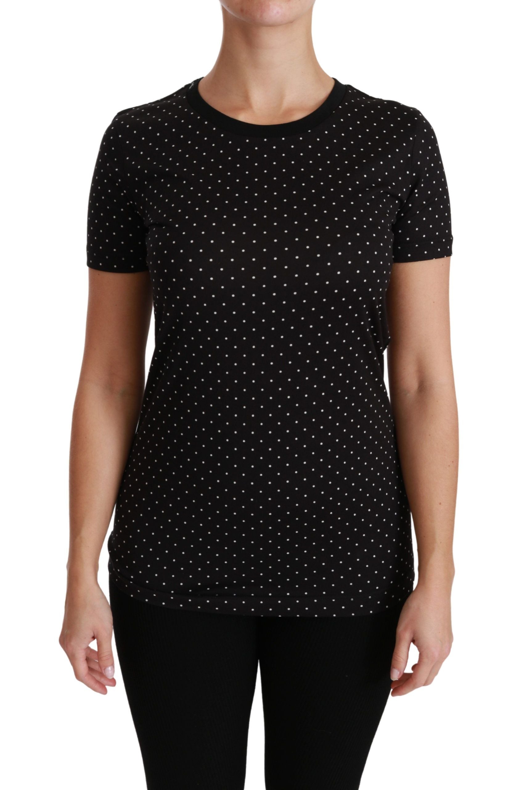 Black short sleeve polka dot shirt