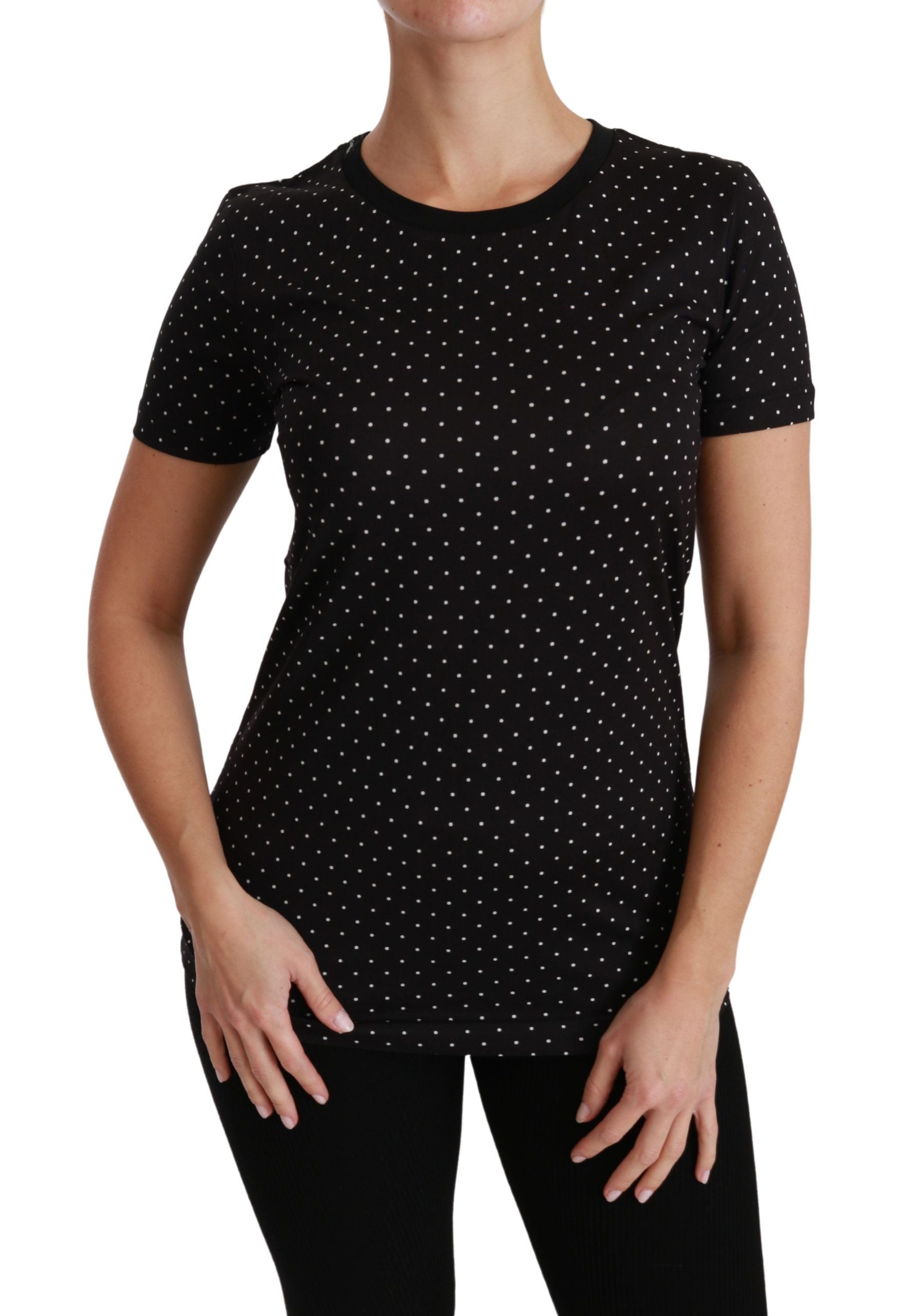 Black polka dot short sleeve shirt