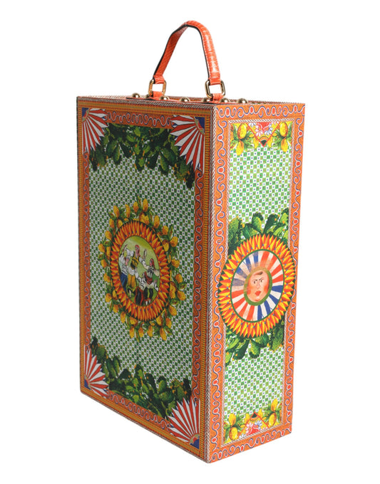 A colorful ceramic porcelain box with a floral design and a doll inside